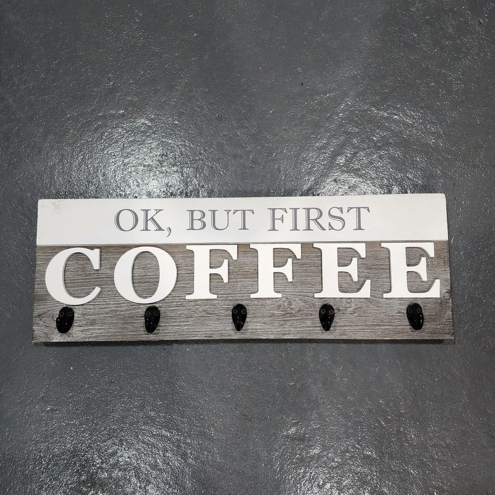 Barnyard Designs Coffee Mug Rack Unisex 24x8 Gray Rustic Farmhouse Decor